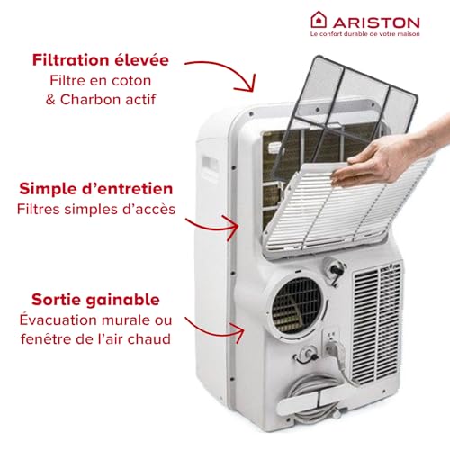 Système de filtration Ariston avec filtre coton et charbon actif facilement accessible