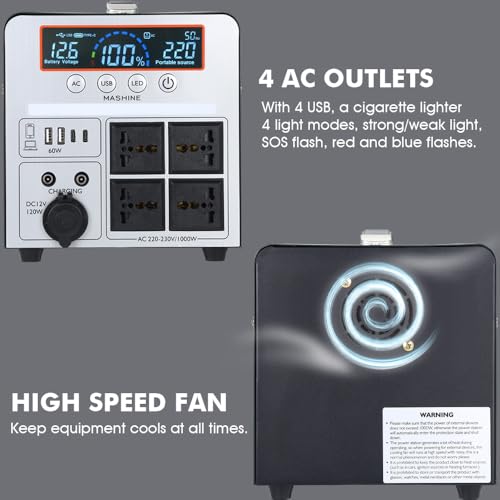 Détails techniques station Mashine avec 4 prises AC et système ventilation haute vitesse