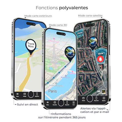 Application mobile avec modes carte extérieure satellite 3D et suivi direct temps réel