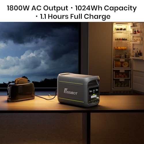Fossibot F1800 1800W capacité 1024Wh charge complète 1,1 heures utilisation nuit cuisine camping