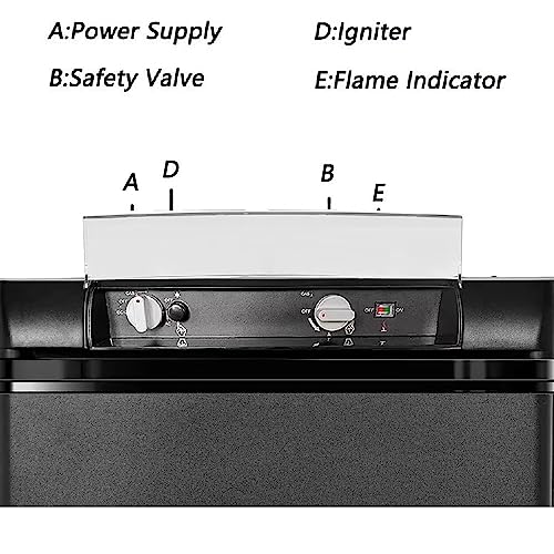 Panneau de contrôle frigo gaz avec boutons allumage sécurité valve indicateur flamme
