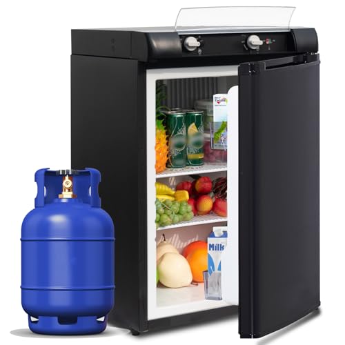 Réfrigérateur trimixte SMETA 60L noir avec bouteille de gaz bleue pour camping-car