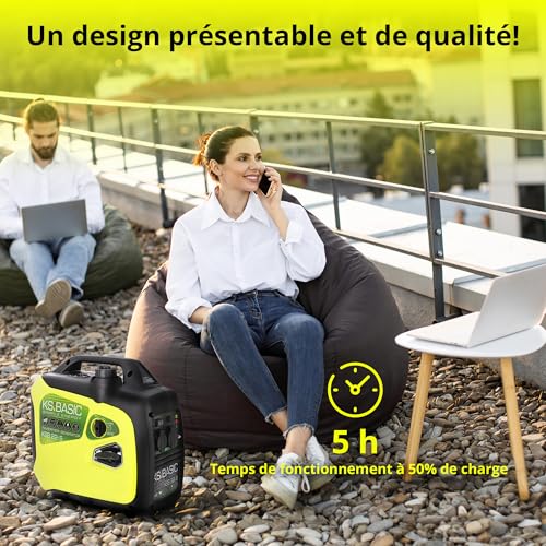 Femme professionnelle avec générateur KSB autonomie 5 heures à 50% de charge