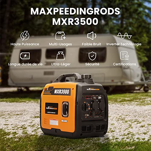 Infographie des 8 caractéristiques principales du générateur MXR3500 pour camping-car