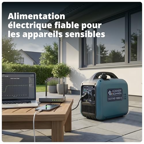 Générateur inverter alimentant ordinateur portable et appareils électroniques sensibles bureau moderne