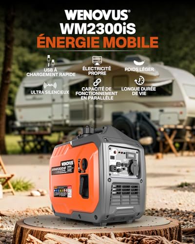 Générateur WENOVUS WM2300iS énergie mobile pour camping-car avec icônes USB chargement électricité