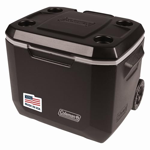 Glacière Coleman Xtreme 50 litres noire avec roues et couvercle porte-gobelets