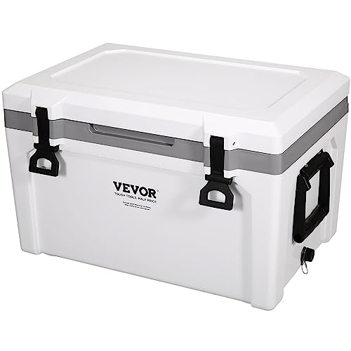 Glacière rigide VEVOR 49,2L blanc et gris avec poignées noires et bouchon de vidange