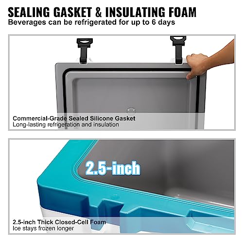 Détail technique isolation mousse 6,35cm et joint silicone commercial de la glacière VEVOR