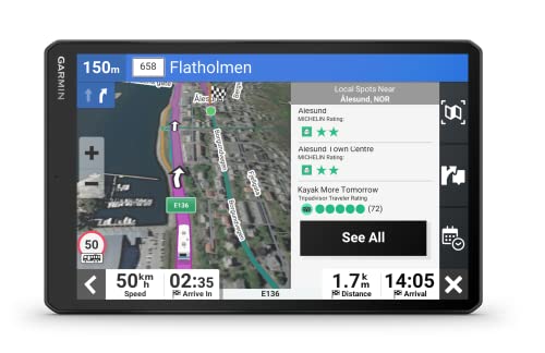 Interface GPS Camper 1095 affichant points d'intérêt et aires camping-car disponibles