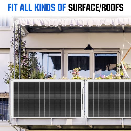 Installation de panneaux solaires flexibles ECO-WORTHY sur balcon de maison avec fixation murale