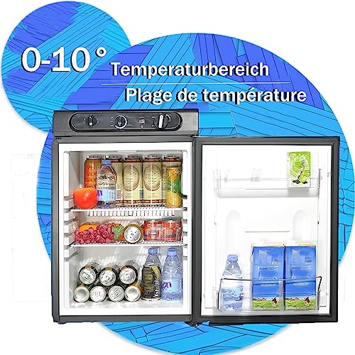 Intérieur spacieux frigo Techomey avec clayettes réglables et plage température 0-10°C
