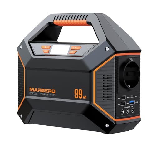 Station d'énergie portable MARBERO 99Wh noire et orange avec poignée de transport