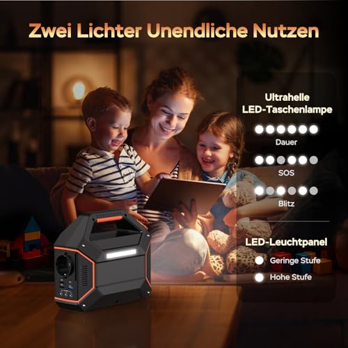 Famille utilisant éclairage LED station MARBERO avec modes lampe torche et SOS