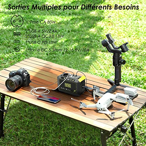 Station MARBERO alimentant drone caméra sur table camping sorties USB DC 80W