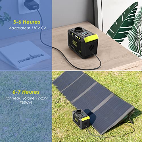 Deux modes recharge MARBERO adaptateur 110V 5-6h panneau solaire 30W 6-7h