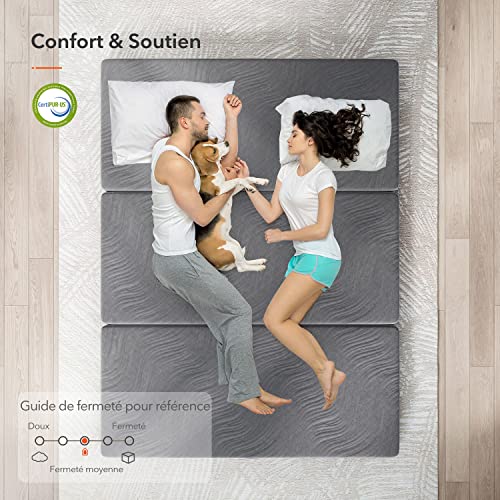 Famille sur matelas pliant 135x190 avec guide fermeté et certification CertiPUR
