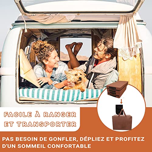 Installation matelas Spinko dans camping-car avec couple et chien facilité rangement