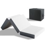 Matelas pliable Vesgantti 135x190cm avec housse blanche et sac de transport noir