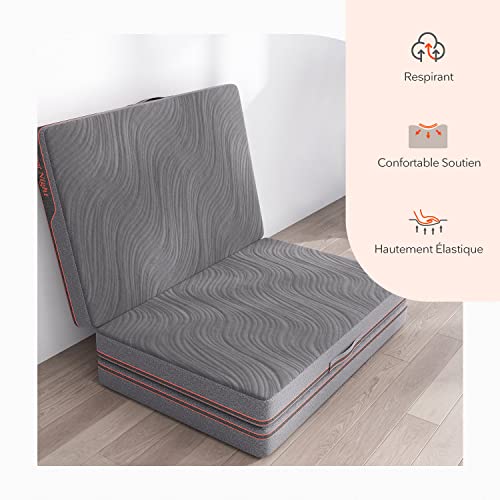 Matelas pliant gris avec tissu respirant et soutien confortable position assise