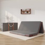 Matelas pliant Sweetnight gris avec sac de rangement et position dépliée