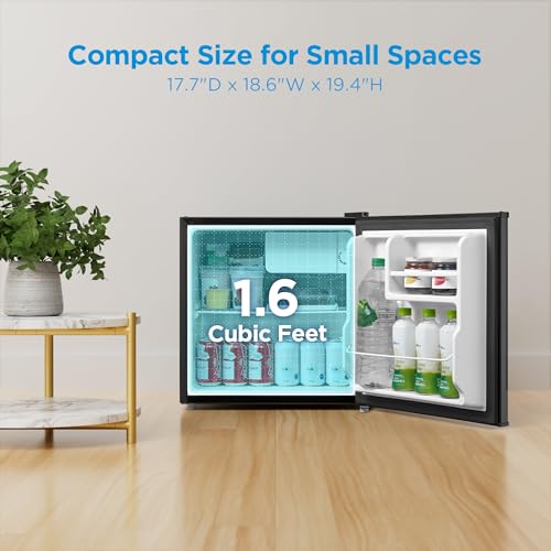 Dimensions compactes du mini frigo Midea 45x47x49cm capacité 1.6 pieds cubes