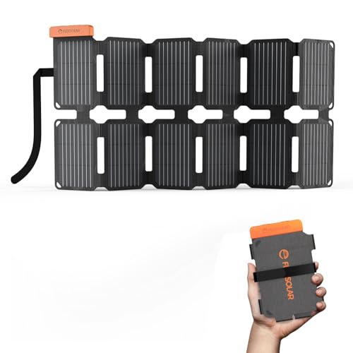 Panneau solaire pliable FlexSolar 36W noir et orange format compact avec main