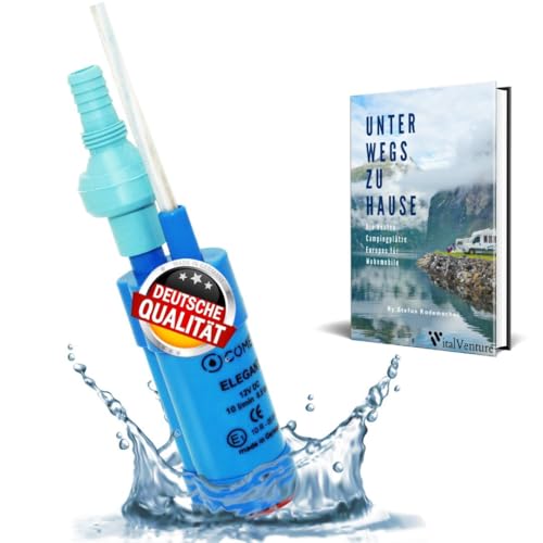 Pompe submersible Comet Elegant 12V bleue avec tuyau et livre camping inclus