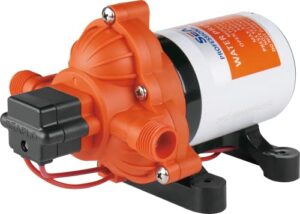 Pompe à eau Seaflo 12V 11,3L/min orange avec moteur et connecteur pour camping-car