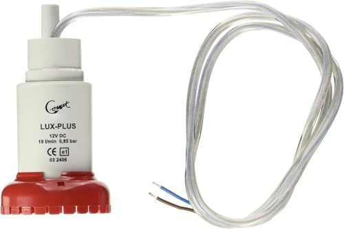 Pompe immergée Comet Lux-Plus 12V 19 litres par minute avec base rouge et câbles