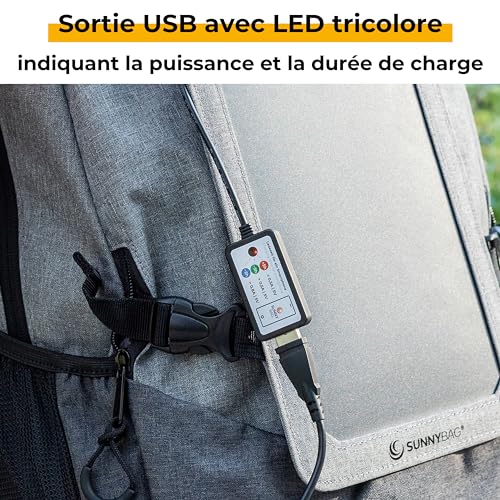 Port USB avec LED tricolore indicateur de charge et puissance du sac solaire