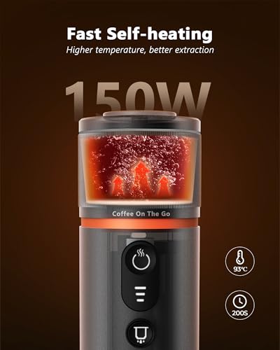 Système de chauffage rapide 150W machine café portable avec température 95°C extraction 200s