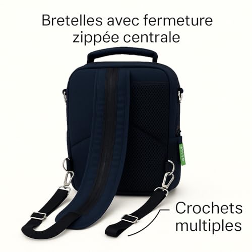 Vue arrière sac solaire bretelles rembourrées fermeture zippée centrale crochets portage