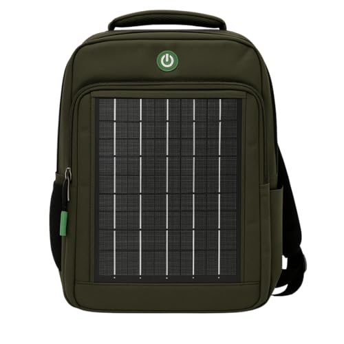 Sac à dos solaire vert kaki avec panneau photovoltaïque intégré et port USB