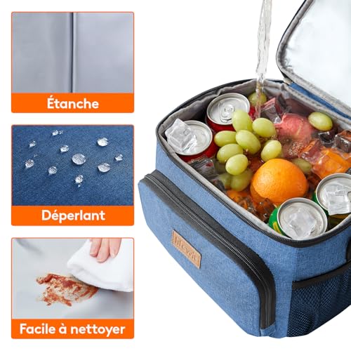 Démonstration étanchéité sac isotherme Lifewit déperlant imperméable facile à nettoyer contenu varié