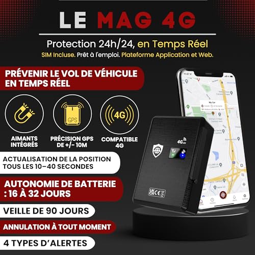 Caractéristiques techniques SafeTag Mag 4G protection 24h autonomie 16-32 jours veille 90 jours