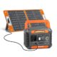 Station électrique portable FlashFish 300W avec panneau solaire 60W pliable orange et gris