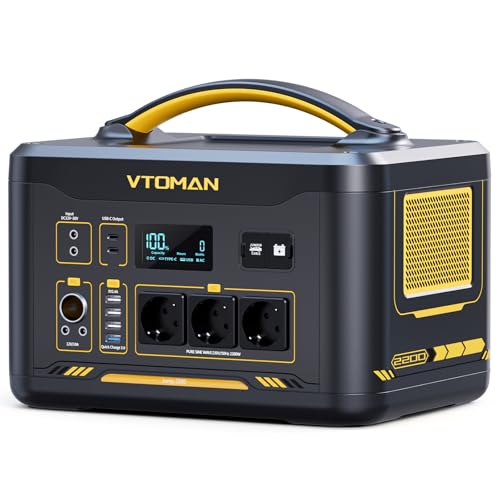 Station électrique VTOMAN Jump 2200 1548Wh avec écran LCD prises multiples et poignée jaune