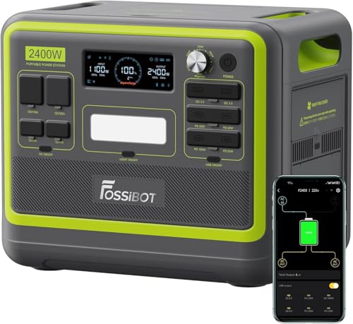 Station d'énergie portable FOSSiBOT F2400 2048Wh avec écran LCD et application mobile