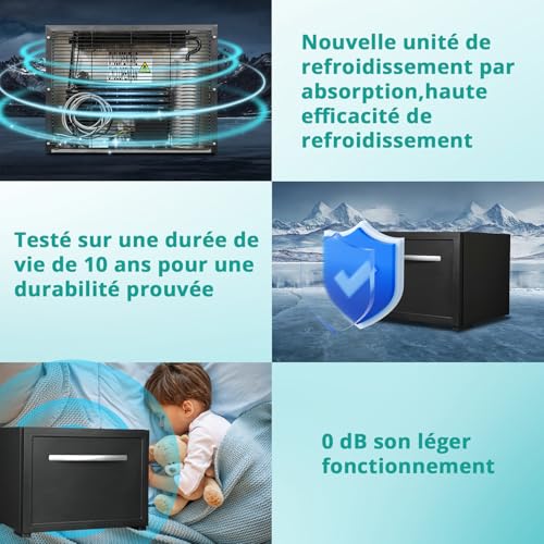 Technologie absorption silencieuse 0dB frigo SMETA test durabilité 10 ans