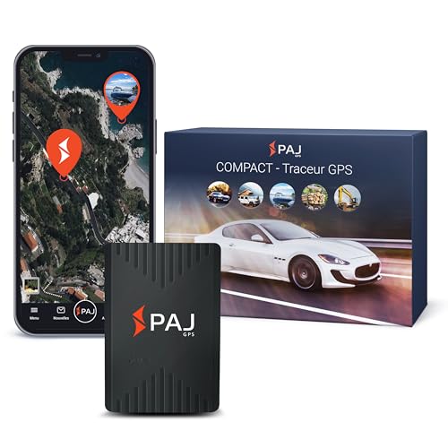 Traceur GPS PAJ Compact 4G avec application smartphone et boîtier noir compact