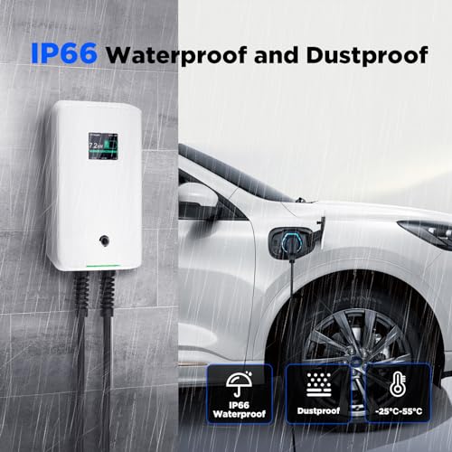 Wallbox Morec IP66 étanche et anti-poussière installée en extérieur sous la pluie