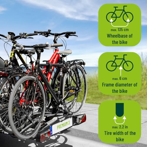Compatibilité vélos EUFAB : entraxe max 135cm, diamètre cadre 6cm, largeur pneus 2.2 pouces