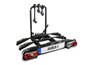 Porte-vélo d'attelage EUFAB Amber 3 noir avec feux intégrés pour 3 vélos