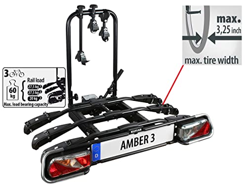 Spécifications techniques porte-vélo EUFAB Amber 3 charge maximale 60kg largeur pneu 3,25 pouces