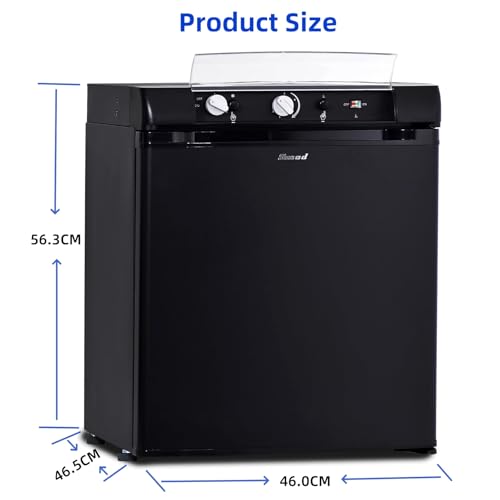 Schéma dimensions réfrigérateur Smad 40L 56,3cm hauteur 46,5cm largeur 46cm profondeur