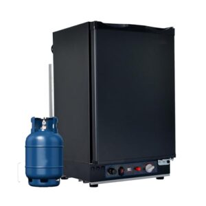 Réfrigérateur trimixte Techomey 40L noir avec bouteille de gaz bleue pour camping-car