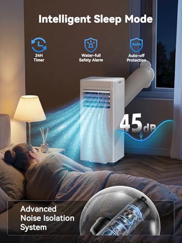 Climatiseur mode sommeil intelligent 45 dB avec minuterie 24h et protections de sécurité dans chambre