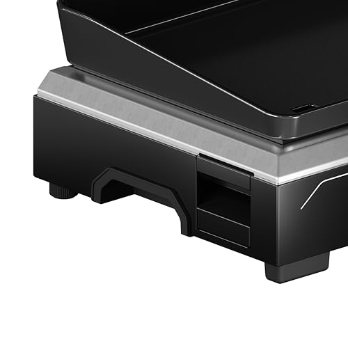 Détail du récupérateur de graisses amovible et des pieds de la plancha électrique Campingaz 1 XD