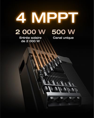 Ports d'entrée solaire EcoFlow STREAM Ultra X 4 MPPT 2000 W détail connecteurs
